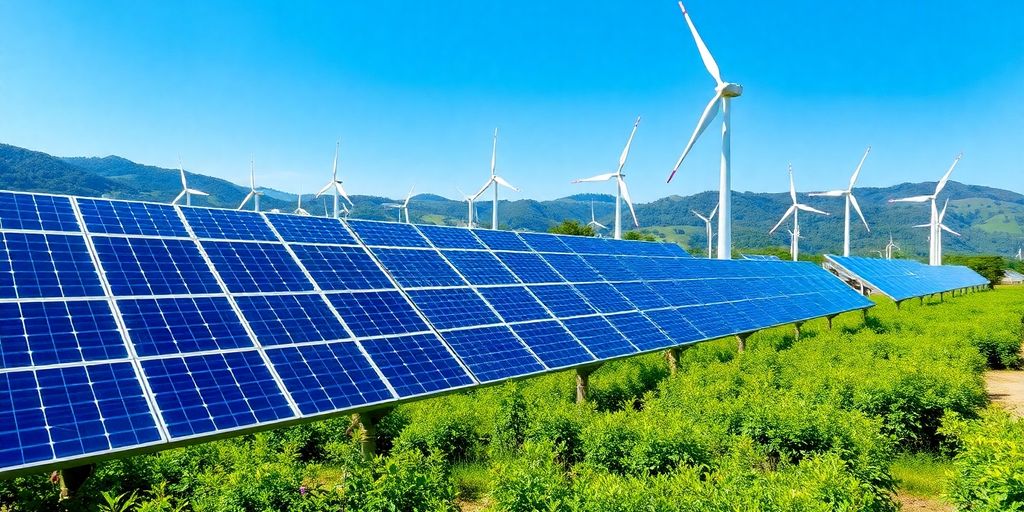 Nachhaltige Energiequellen in einer naturnahen Umgebung.