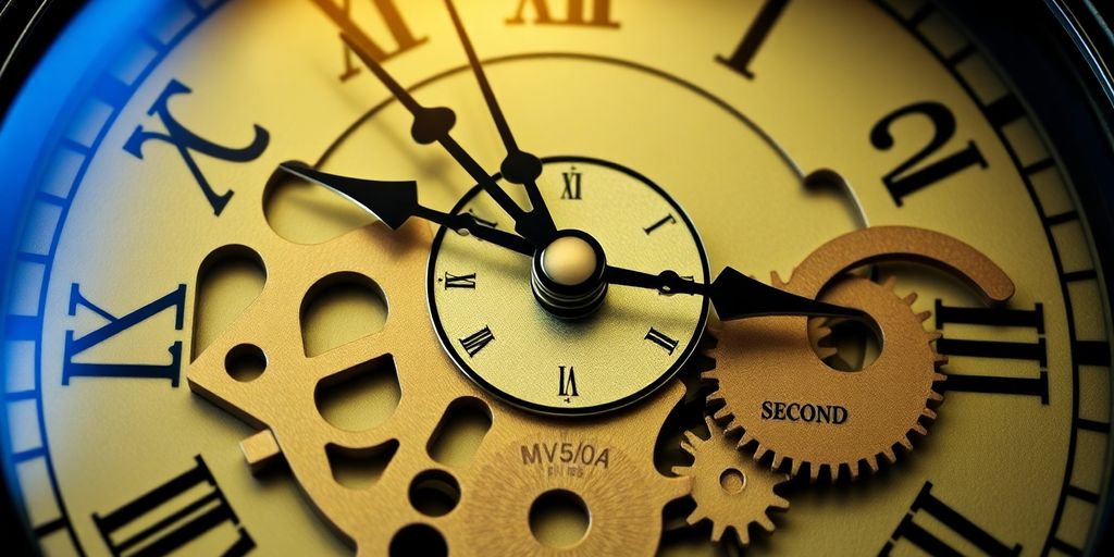 Photografische Darstellung einer Uhr mit beweglichem Sekundenzeiger.