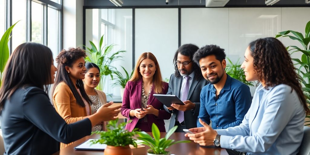 Menschen arbeiten zusammen an nachhaltigen Entwicklungsprojekten.
