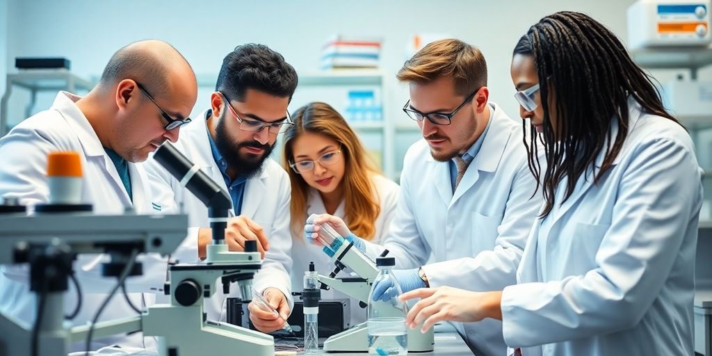 Wissenschaftler arbeiten zusammen in einem Labor.