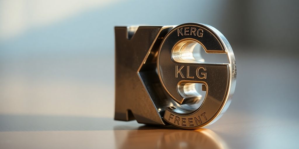 Nahaufnahme eines Kilogramms auf reflektierender Oberfläche.